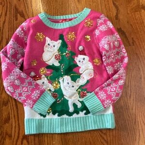 Girls size 7 Christmas Sweater Cats